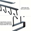 Suporte Suspenso com 6 Ganchos | Xícaras e Utensílios à Mão