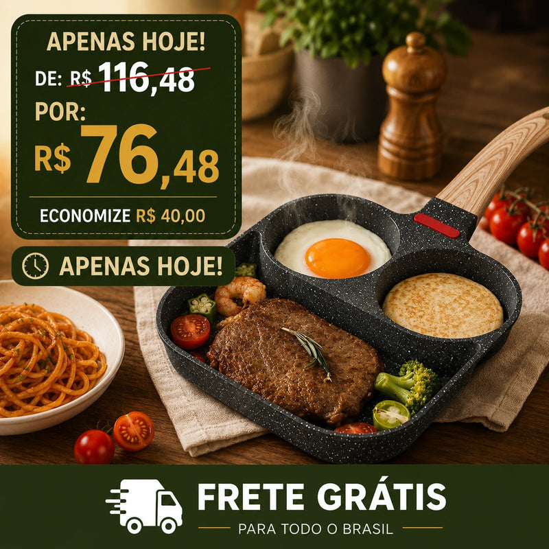 Frigideira Multifuncional 3 Em 1 Antiaderente