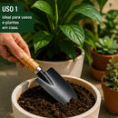 Kit 4 Ferramentas de Jardinagem com Aço Carbono e Cabo de Madeira