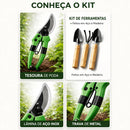 Kit 4 Ferramentas de Jardinagem com Aço Carbono e Cabo de Madeira