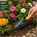 Kit 4 Ferramentas de Jardinagem com Aço Carbono e Cabo de Madeira