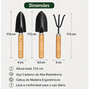 Kit 4 Ferramentas de Jardinagem com Aço Carbono e Cabo de Madeira