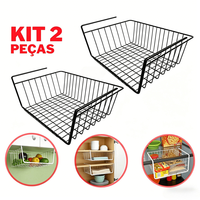 Wire Hanging Basket Cesto Suspenso Aramado Organizador De Cozinha E Armário Prateleira De Encaixe